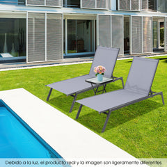 Silla Tumbona Ajustable de Exterior Reclinable de 6 Posiciones para Patio con Posición Plana Acostada y Tejido de Secado Rápido para Piscina
