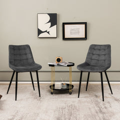 Juego de 2 Sillas de Comedor de Terciopelo con Respaldos Patas de Metal y Almohadillas Antideslizantes para Cocina 59 x 47 x 83 cm Gris