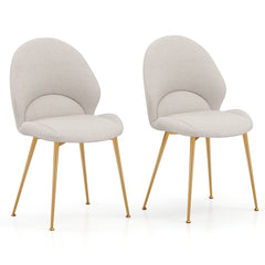 Juego de 2 Sillas de Comedor Silla Tapizada con Respaldo Curvado Asiento Ancho sin Brazos para Sala de Estar Comedor Carga de 150 kg Gris