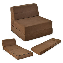 Sofá Cama Plegable 3 en 1 Colchón de Espuma de Densidad Funda Extraíble y Lavable Cama de Invitados Portátil 190 x 71 x 15 cm Marrón