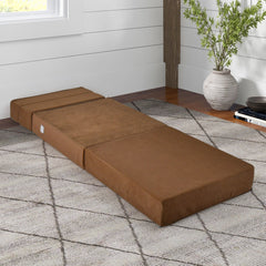 Sofá Cama Plegable 3 en 1 Colchón de Espuma de Densidad Funda Extraíble y Lavable Cama de Invitados Portátil 190 x 71 x 15 cm Marrón
