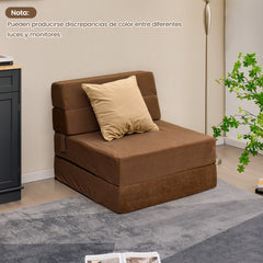 Sofá Cama Plegable 3 en 1 Colchón de Espuma de Densidad Funda Extraíble y Lavable Cama de Invitados Portátil 190 x 71 x 15 cm Marrón