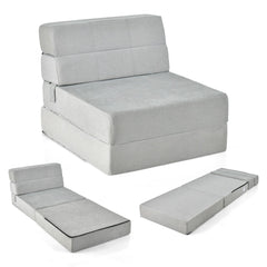 Sofá Cama Plegable 3 en 1 Colchón de Espuma de Densidad Funda Extraíble y Lavable Cama de Invitados Portátil 190 x 71 x 15 cm Gris