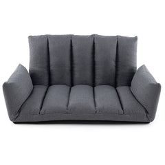 Sofá de Suelo Plegable Sillón Reclinable Tapizado con Respaldo y Reposabrazos Ajustables Asiento Acolchado para Juegos Salón Dormitorio Gris