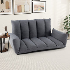 Sofá de Suelo Plegable Sillón Reclinable Tapizado con Respaldo y Reposabrazos Ajustables Asiento Acolchado para Juegos Salón Dormitorio Gris