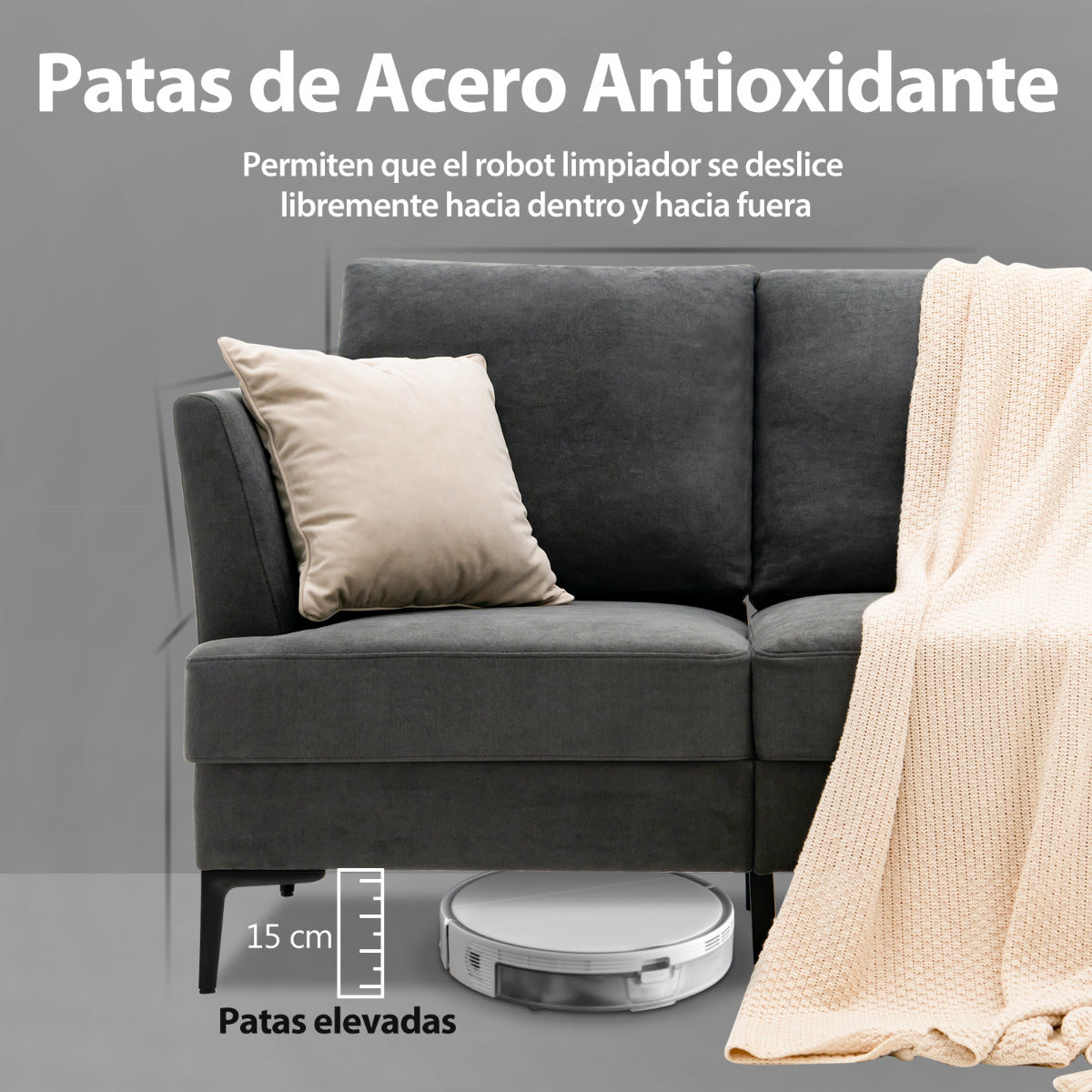 Sofá Loveseat Moderna de Dos Plazas Tapizado con Cojines de Respaldo Desmontables para Salón Apartamento Oficina 141 x 80 x 72 cm Gris