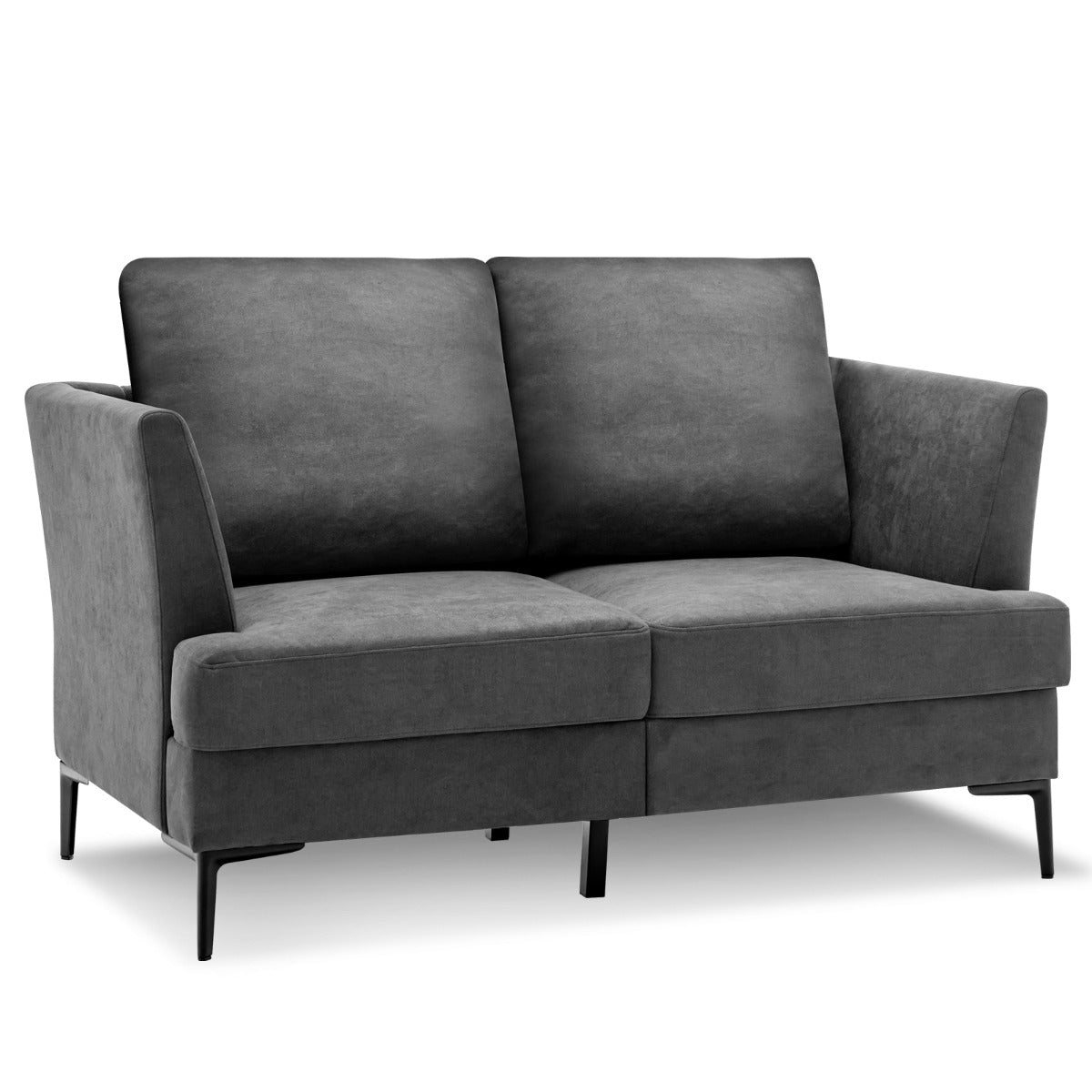 Sofá Loveseat Moderna de Dos Plazas Tapizado con Cojines de Respaldo Desmontables para Salón Apartamento Oficina 141 x 80 x 72 cm Gris