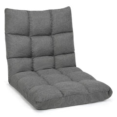 Sofá Perezosa Plegable Silla a Ras de Suelo Silla Blanda con 14 Posiciones Regulables para Salón Estudio 106,5 x 55,5 x 10 cm Gris