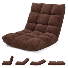 Sofá Perezoso Sofá Plegable Respaldo Ajustable 14 Posiciones Silla de Dormitorio Sala 105 x 56 x 15 cm Café