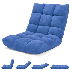 Sofá Perezoso Sofá Plegable Respaldo Ajustable 14 Posiciones Silla de Dormitorio Sala 105 x 56 x 15 cm Azul