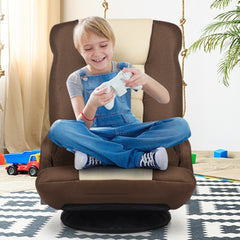 Sofá Silla Plegable de Suelo Regulable en 7 Posiciones con Base Giratoria a 360° y Reposabrazos Carga 150 kg 61-87 x 55 x 75 cm Marrón