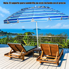 Sombrilla de Playa Parasol Regulable con Protección Solar UPF50+ Inclinable Portátil de Exterior Jardín Raya Azul 2,2 x 2,45 m
