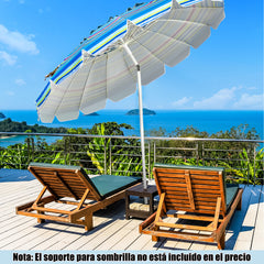 Sombrilla de Playa Parasol Regulable con Protección Solar UPF50+ Inclinable Portátil de Exterior Jardín Raya Azul Claro 2,2 x 2,45 m