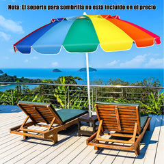 Sombrilla de Playa Parasol Regulable con Protección Solar UPF50+ Inclinable Portátil de Exterior Jardín Color Iris 2,2 x 2,45 m
