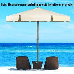 Sombrilla de 3 m de Madera Parasol con Altura y Ángulo Ajustables Elevación de Polea de Cuerda para Playa Jardín Piscina Terraza Beige