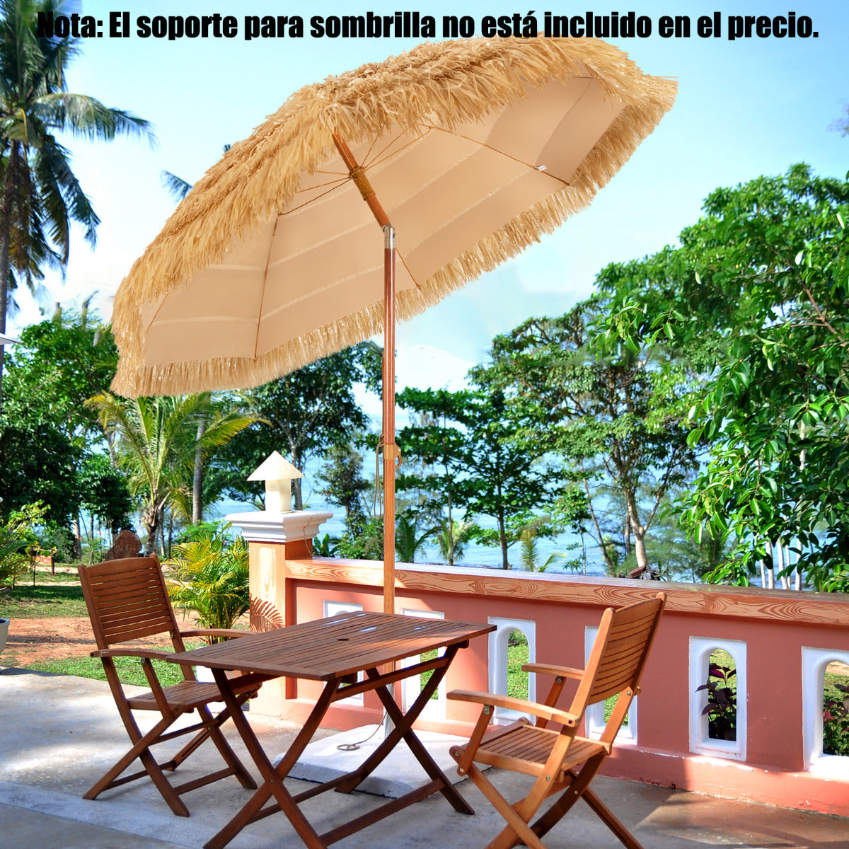Sombrilla de Playa Parasol de Exterior Ángulo Inclinable Ajustable 8 Varillas Portátil para Patio Piscina Beige 200 m