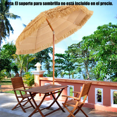 Sombrilla de Playa Parasol de Exterior Ángulo Inclinable Ajustable 8 Varillas Portátil para Patio Piscina Beige 200 m