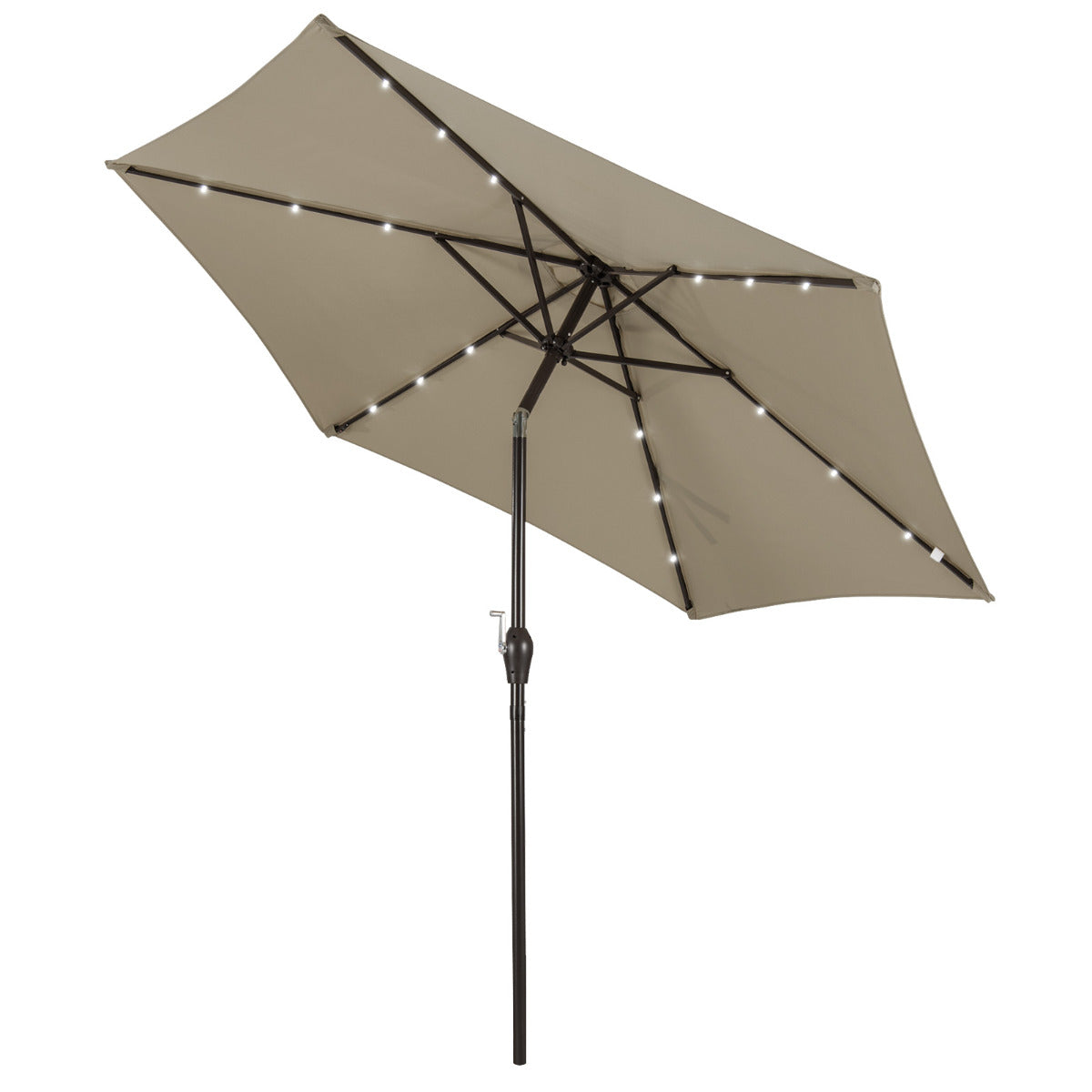 Paraguas con luces de jardín LED en hierro de Ø270 cm Parasol exterior Marrón
