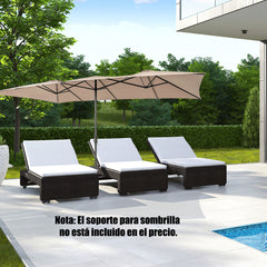 Sombrilla Doble de Patio 4,26 x 2,6 m con Manivela Parte Superior Ventilada Gran Parasol 10 Costillas para Piscina Terraza Jardín Café
