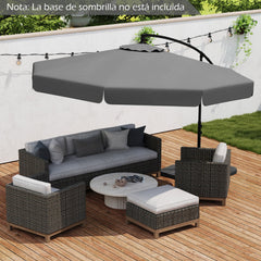Sombrilla Colgante de 305 cm con Funda Ajuste de Inclinación Manivela 8 Varillas para Exterior-Gris