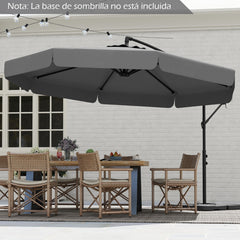 Sombrilla Colgante de 305 cm con Funda Ajuste de Inclinación Manivela 8 Varillas para Exterior-Gris