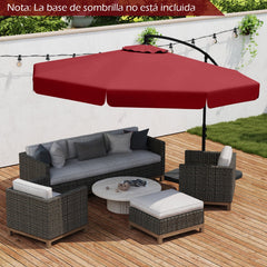 Sombrilla Colgante de 305 cm con Funda Ajuste de Inclinación Manivela 8 Varillas para Exterior-Rojo