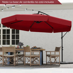 Sombrilla Colgante de 305 cm con Funda Ajuste de Inclinación Manivela 8 Varillas para Exterior-Rojo
