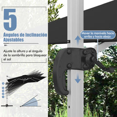 Sombrilla 3 m Cuadrada de Aluminio con Rotación de 360° Inclinación Ajustable Resistente al Viento para Patio Piscina Terraza Negro