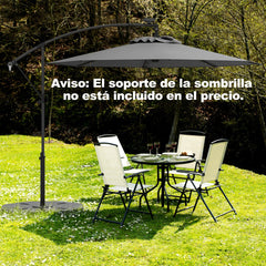 3m Sombrilla de Exterior Rotación de 360° con 32 Luces LED Fácil Ajuste de Inclinación Manivela Gris