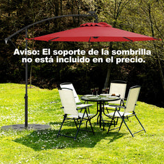 3m Sombrilla de Exterior Rotación de 360° con 32 Luces LED Fácil Ajuste de Inclinación Manivela Rojo