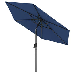 Sombrilla de Patio con Sistema de Inclinación con Botón Manivela Techo Ventilado 230 x 230 x 220 cm-Azul marino