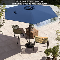 Sombrilla de Patio con Sistema de Inclinación con Botón Manivela Techo Ventilado 230 x 230 x 220 cm-Azul marino