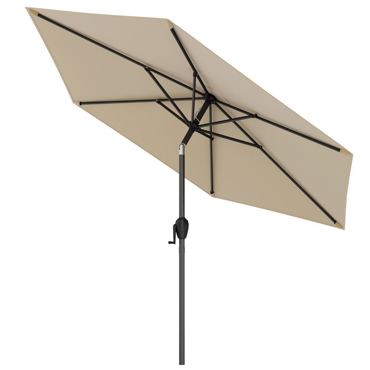 Sombrilla de Patio con Sistema de Inclinación con Botón Manivela Techo Ventilado 230 x 230 x 220 cm-Beige