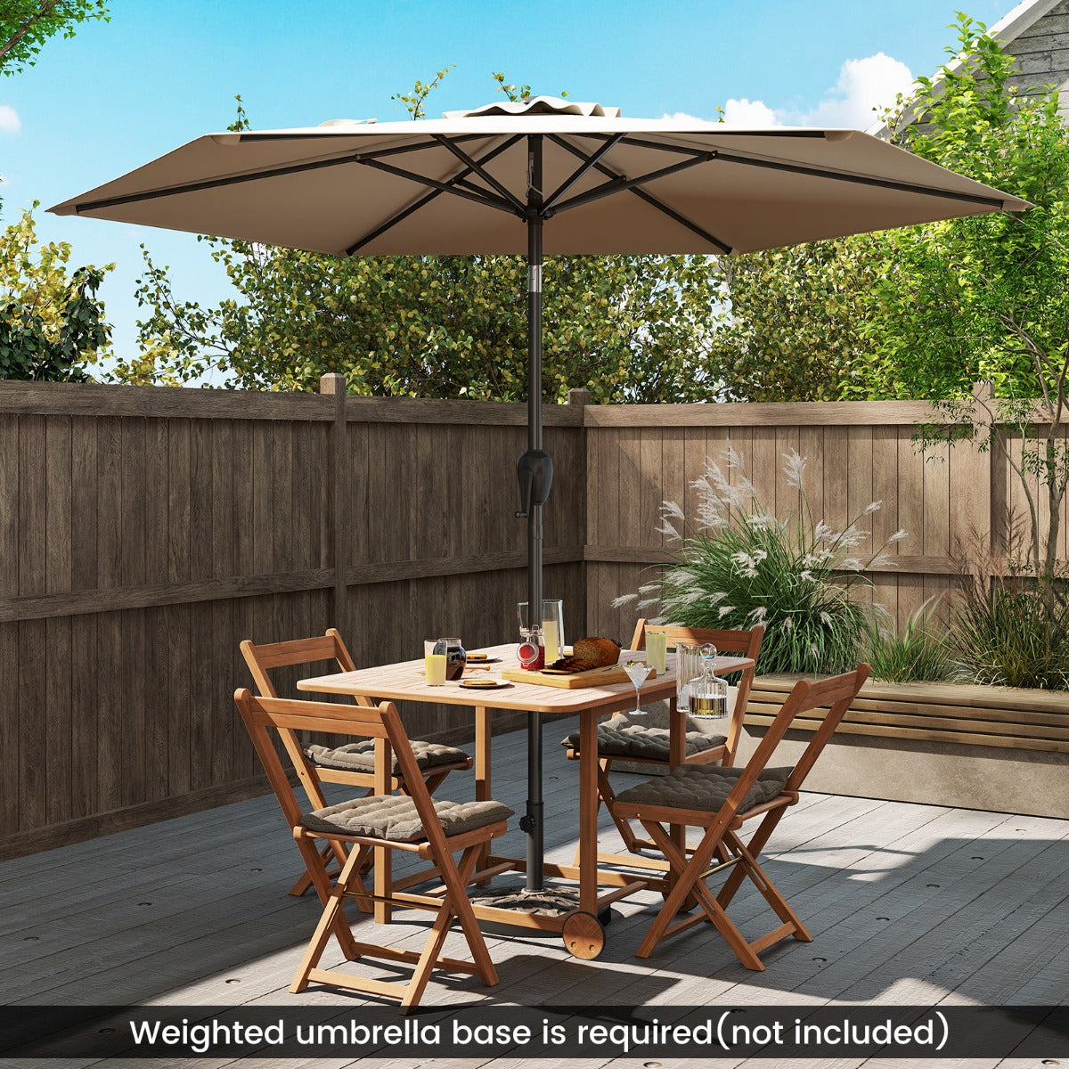 Sombrilla de Patio con Sistema de Inclinación con Botón Manivela Techo Ventilado 230 x 230 x 220 cm-Beige