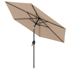 Sombrilla de Patio con Sistema de Inclinación con Botón Manivela Techo Ventilado 230 x 230 x 220 cm-Marrón claro