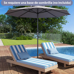 Sombrilla de Patio 260 x 260 x 225 cm con Mango de Manivela 8 Varillas Parte Superior Ventilada Protección Solar-Gris