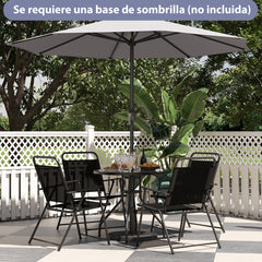 Sombrilla de Patio 260 x 260 x 225 cm con Mango de Manivela 8 Varillas Parte Superior Ventilada Protección Solar-Gris