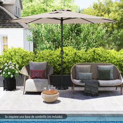 Sombrilla de Exterior con Mango de Manivela 8 Varillas Protector Solar y Resistente a la Lluvia para Jardín 360 x 250 cm-Beige