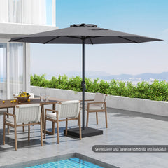 Sombrilla de Exterior con Mango de Manivela 8 Varillas Protector Solar y Resistente a la Lluvia para Jardín 360 x 250 cm-Gris
