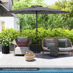 Sombrilla de Exterior con Mango de Manivela 8 Varillas Protector Solar y Resistente a la Lluvia para Jardín 360 x 250 cm-Gris