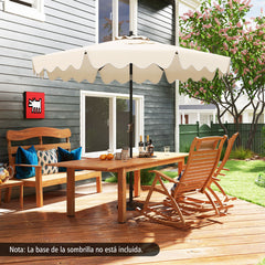 Sombrilla de Patio de 280 cm con Manivela Inclinación Bordes Rizados Dosel 8 Varillas Sombrilla de Mercado 2 Capas para Patio Jardín Beige