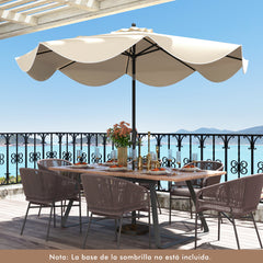 Sombrilla de Patio de 280 cm con Manivela Inclinación Bordes Rizados Sombrilla de Mercado de 2 Capas con Dosel para Patio Jardín Beige