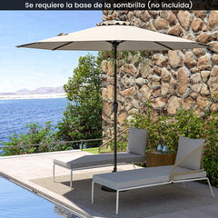 Sombrilla de Patio de 270 cm con 8 Varillas Robustas Toldo Ventilado Resistente con Inclinación de Botón-Beige