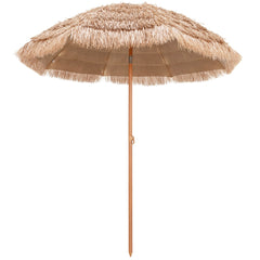 Sombrilla de Patio Tiki con Techo de Paja de 208 cm Diseño Inclinable 8 Varillas Protección Solar para Exteriores Liviana Playa Piscina