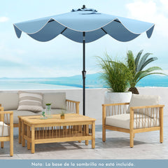 Sombrilla de Patio de 280 cm con Manivela Inclinación Bordes Rizados Sombrilla de Mercado de 2 Capas con Dosel para Patio Jardín Azul
