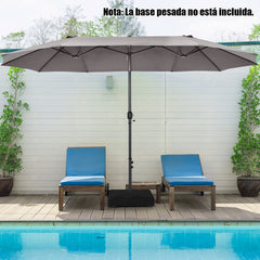 Sombrilla de Playa Doble Cara 4,7 x 2,8 m Gran Parasol con Manivela sin Base Estructura de 12 Costillas para Jardín Piscina Patio Gris Oscuro