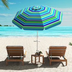 Sombrilla de Playa Parasol Inclinado Portátil con Protección Solar UPF50+ para Exterior Patio Piscina 2 x 2,2 m-Azul+Verde