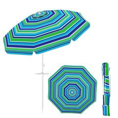 Sombrilla de Playa Parasol Inclinado Portátil con Protección Solar UPF50+ para Exterior Patio Piscina 2 x 2,2 m-Azul+Verde