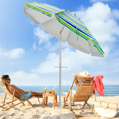 Sombrilla de Playa Portátil Inclinación Regulable con Bolsa de Transporte para Jardín Patio Exterior Azul y Verde 198 x 213 cm