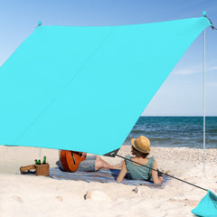 Toldo de 2 m para 4-6 Personas Sombrilla de Playa Portátil con 2 Postes 4 Bolsas de Arena Protección UPF y Bolsa de Transporte Verde